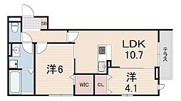WestGardenCourt2 2LDKの間取図画像