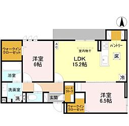 D-ROOM甲子園口 2LDKの間取図画像