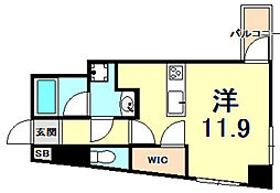 グランディ京都 ワンルームの間取図画像