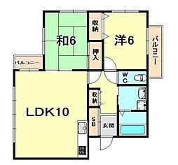 夙川アネックス3 2LDKの間取図画像