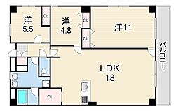 菟原ビル 3LDKの間取図画像
