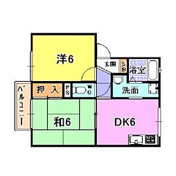 ハイツマスモトA 2DKの間取図画像
