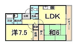 カーサIKUMATA3 2LDKの間取図画像