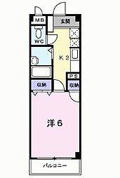 パールレジデンス2 1Kの間取図画像