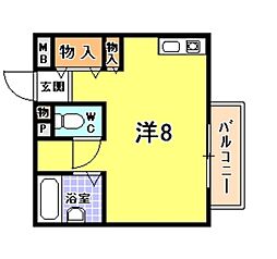 ヴィラ上ヶ原 ワンルームの間取図画像