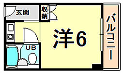 カルム甲子園 ワンルームの間取図画像