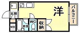 ヴィラロンシャン ワンルームの間取図画像