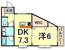 コラボ西北ガーデンズ 1DKの間取図画像