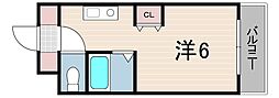 ユニテソリステ津門川 ワンルームの間取図画像