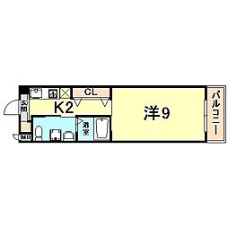 ベルエアー江上 1Kの間取図画像