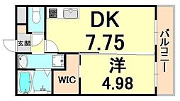 M'scourt今津山中町 1DKの間取図画像