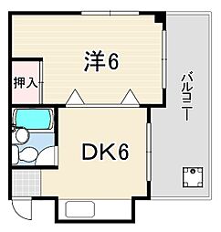 ハイム西宮北口 1DKの間取図画像