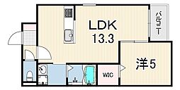 (仮)今津山中町ハイツ 1LDKの間取図画像