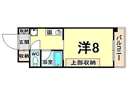 フォレスト西宮 1Kの間取図画像