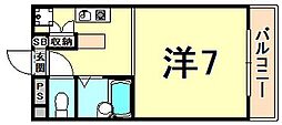 ペアコート仁川 1Kの間取図画像
