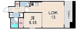 プレジオ西宮今津 1LDKの間取図画像