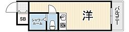 ロワイヤル北野 ワンルームの間取図画像