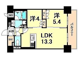 ブランシエスタ西宮 2LDKの間取図画像