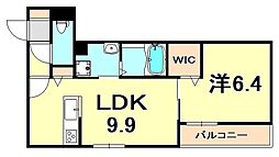 D-roomWESTPARK西宮北口 1LDKの間取図画像