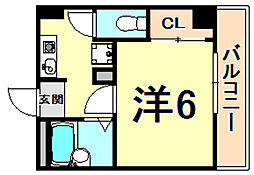 リッツメイト 1Kの間取図画像