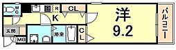 ベルエアー江上 1Kの間取図画像