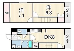 RESIDIA甲東園 2DKの間取図画像