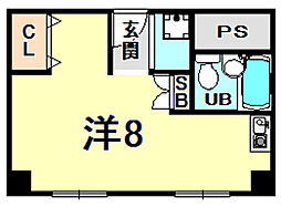 エルマーナ香枦園 ワンルームの間取図画像