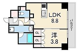 ジオエント阪神西宮 1LDKの間取図画像