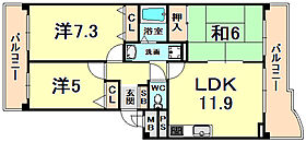 KDXレジデンス夙川ヒルズ　5番館  ｜ 兵庫県西宮市樋之池町（賃貸マンション3LDK・3階・67.31㎡） その2