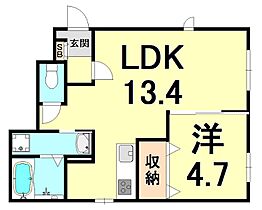 リタ・フレール一番町  ｜ 兵庫県西宮市甲子園一番町（賃貸アパート1LDK・1階・40.39㎡） その2