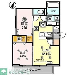 Noble Villa針ヶ谷 2LDKの間取図画像