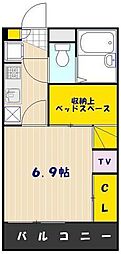 レオパレスプラム2 1Kの間取図画像