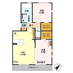 JR京浜東北・根岸線 蕨駅 徒歩27分の賃貸アパート 1階2LDKの間取り