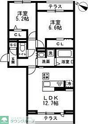 仮称)川口市戸塚3丁目新築PJ 2LDKの間取図画像