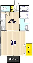 JOY 1Kの間取図画像