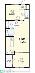 川口市戸塚東1丁目アパート 2LDKの間取図画像