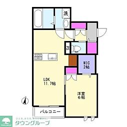 カントリーマーム邦菊 1LDKの間取図画像