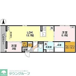 (仮称)草加氷川町PJIV B 2LDKの間取図画像
