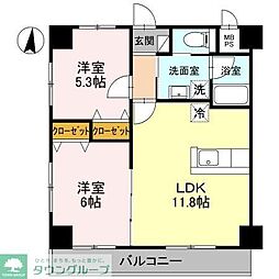 南越谷しののめ住宅 2LDKの間取図画像