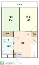 サンハイツ福田 2DKの間取図画像