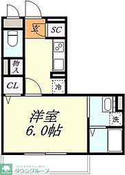 クランルッシC 1Kの間取図画像
