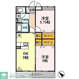 パルテア 2DKの間取図画像
