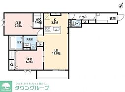 蕨市中央5丁目マンション 2LDKの間取図画像