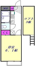 レオパレスTiara 1Kの間取図画像