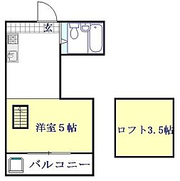 メゾンドミニヨン2 ワンルームの間取図画像