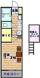 レオパレスかすや2 1Kの間取図画像