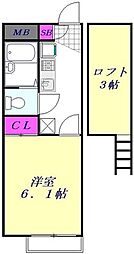 レオパレス鳩ヶ谷本町2 1Kの間取図画像