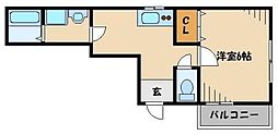 エーエムコーポ 1Kの間取図画像