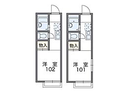 レオパレストダワンルームハイツ2 1Kの間取図画像