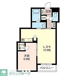 アルフラット武蔵浦和 1LDKの間取図画像